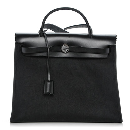 Hermes Military Toile Vache Hunter Herbag Zip PM 31 Black 1 of 8