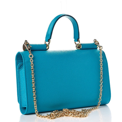 Dolce & Gabbana Dauphine Calfskin Miss Sicily Lipstick Crossbody Bag Azzurro 3 of 8