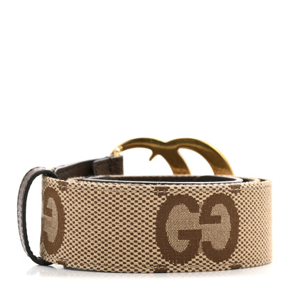 Gucci Monogram Jumbo GG Textured Dollar Calfskin Double G 40mm Belt 75 30 Camel Ebony 2 of 8