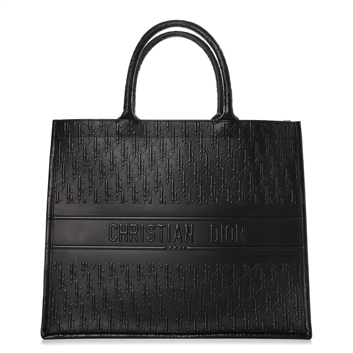 Oblique Calfskin Embossed Book Tote Black