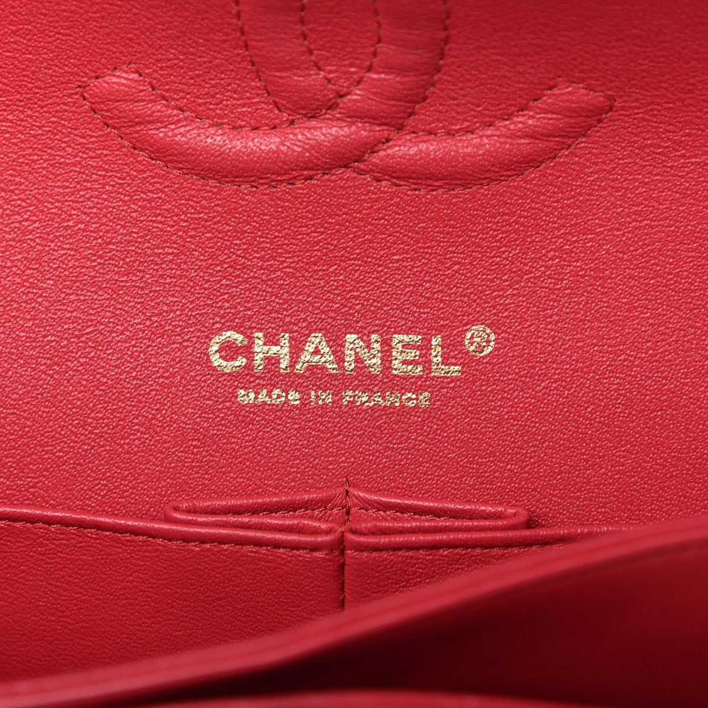 Lambskin Quilted Medium Double Flap Red