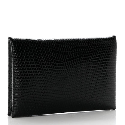 Hermes Lizard Calvi Card Case Black 3 of 8