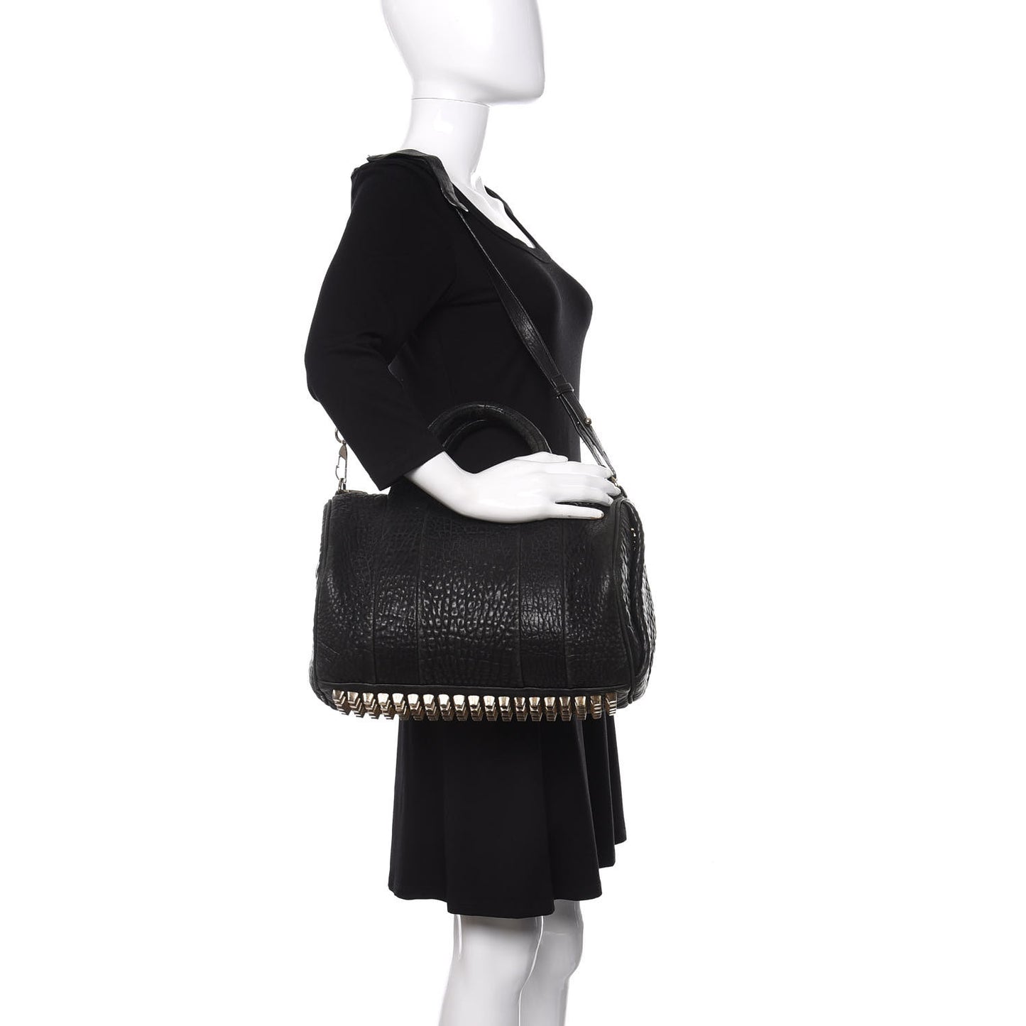 Pebbled Lambskin Rocco Black Pale Gold Hardware