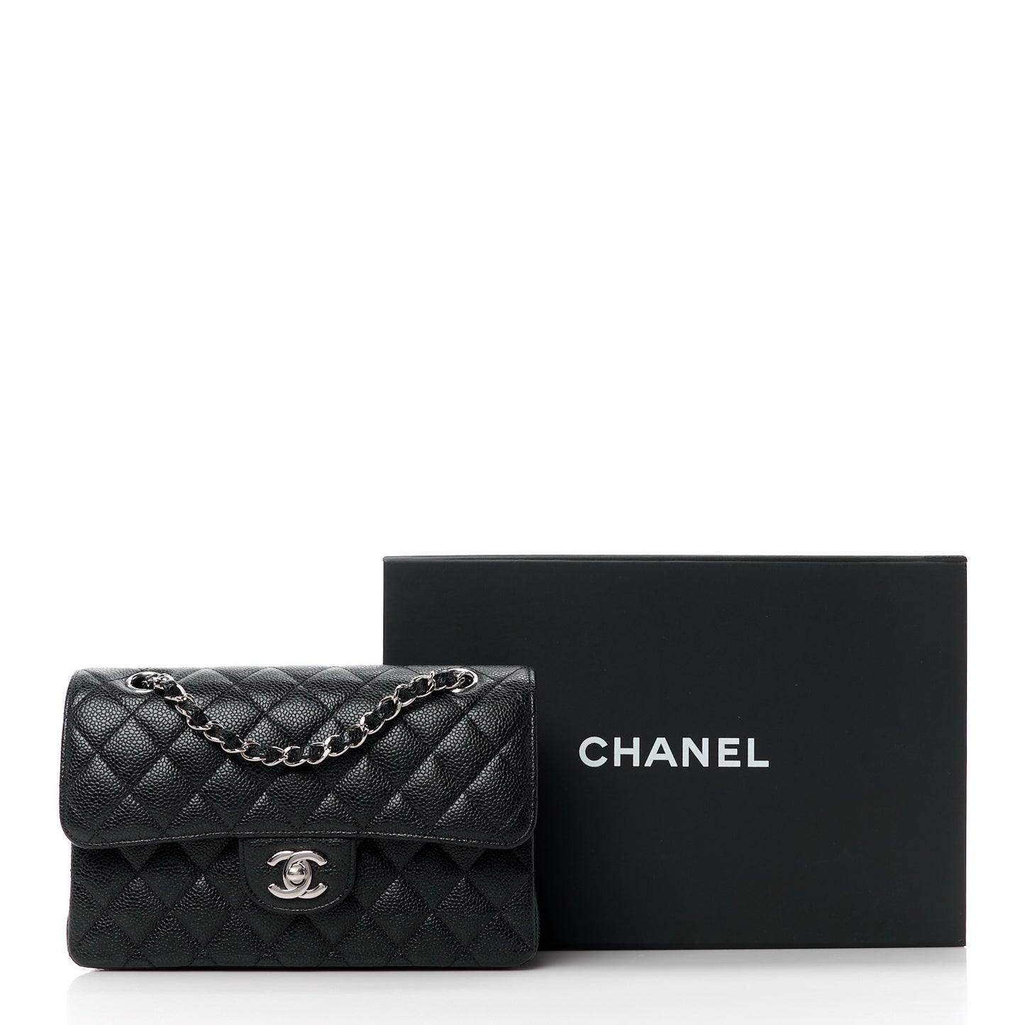 Caviar Quilted Small Double Flap Black