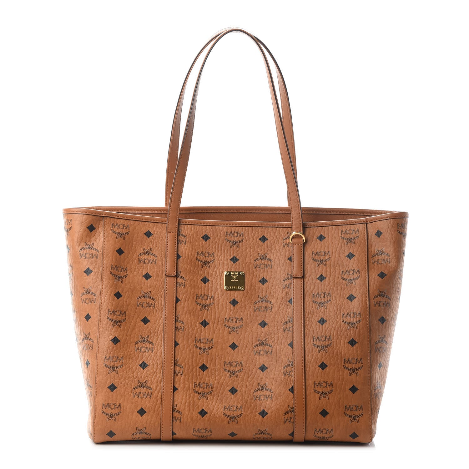 MCM Visetos Toni Shopper Tote Cognac 1 of 9