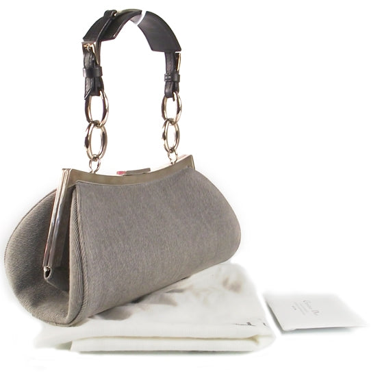 Christian Dior Denim Logo Frame Bag Gray 3 of 10