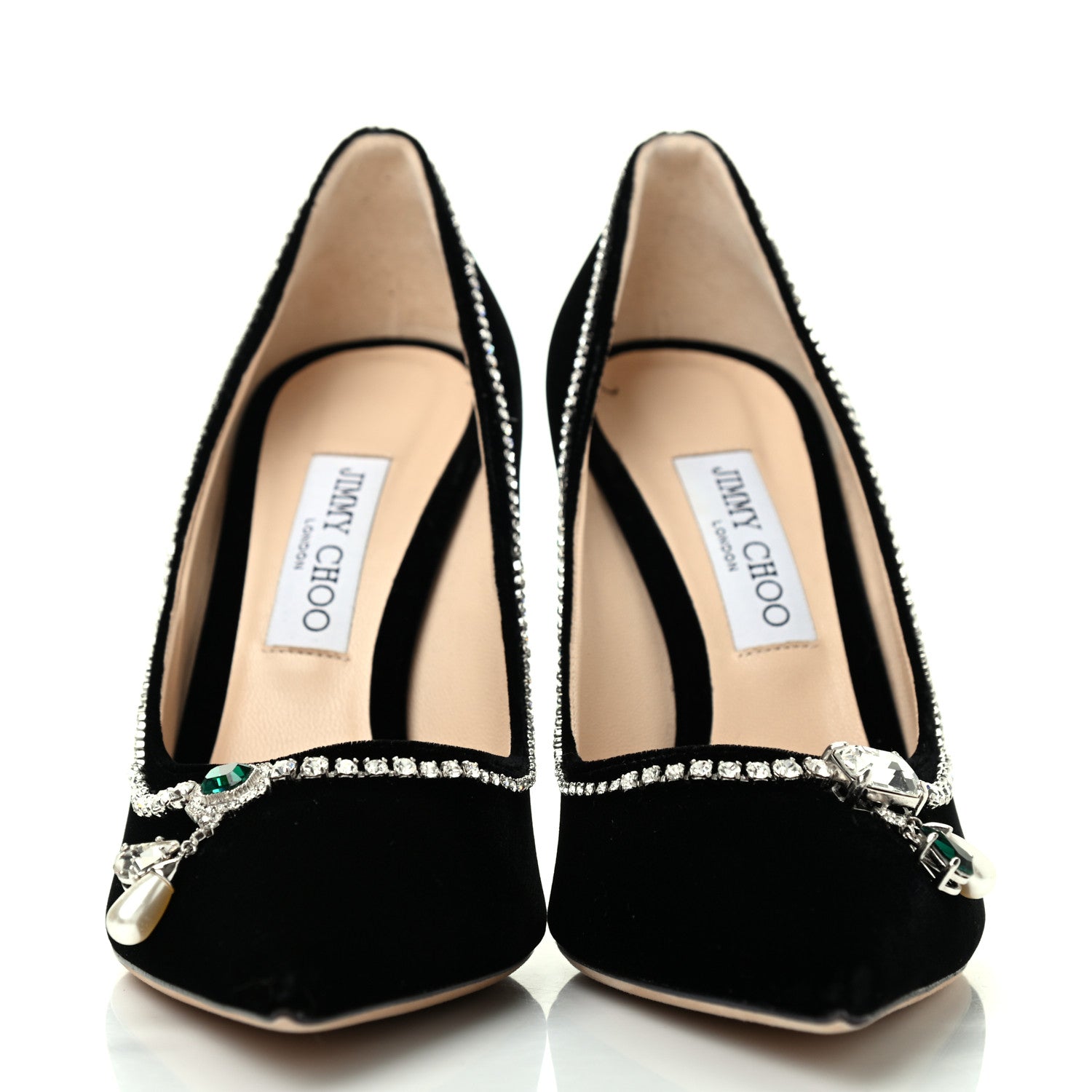 Jimmy Choo Velvet Crystal Embellished Love 100 Pumps 41 Black 2 of 15