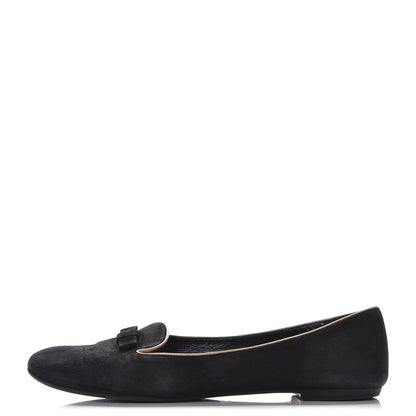 Louis Vuitton Suede Uniformes Bow Flat Loafers Black 1 of 11