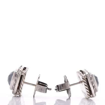 David Yurman Sterling Silver Diamond Hematite 7mm Albion Earrings 3 of 6