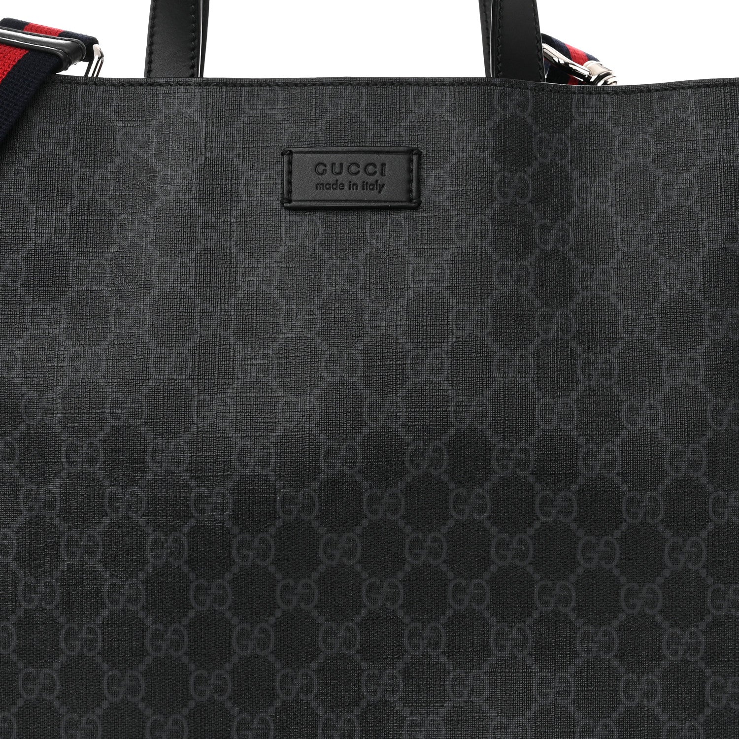 Gucci Soft GG Supreme Monogram Appia Calfskin Web Vertical Tote Black 8 of 10