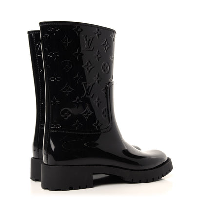 Louis Vuitton Rubber Embossed Monogram Drops Flat Half Boots 39 Black 4 of 8