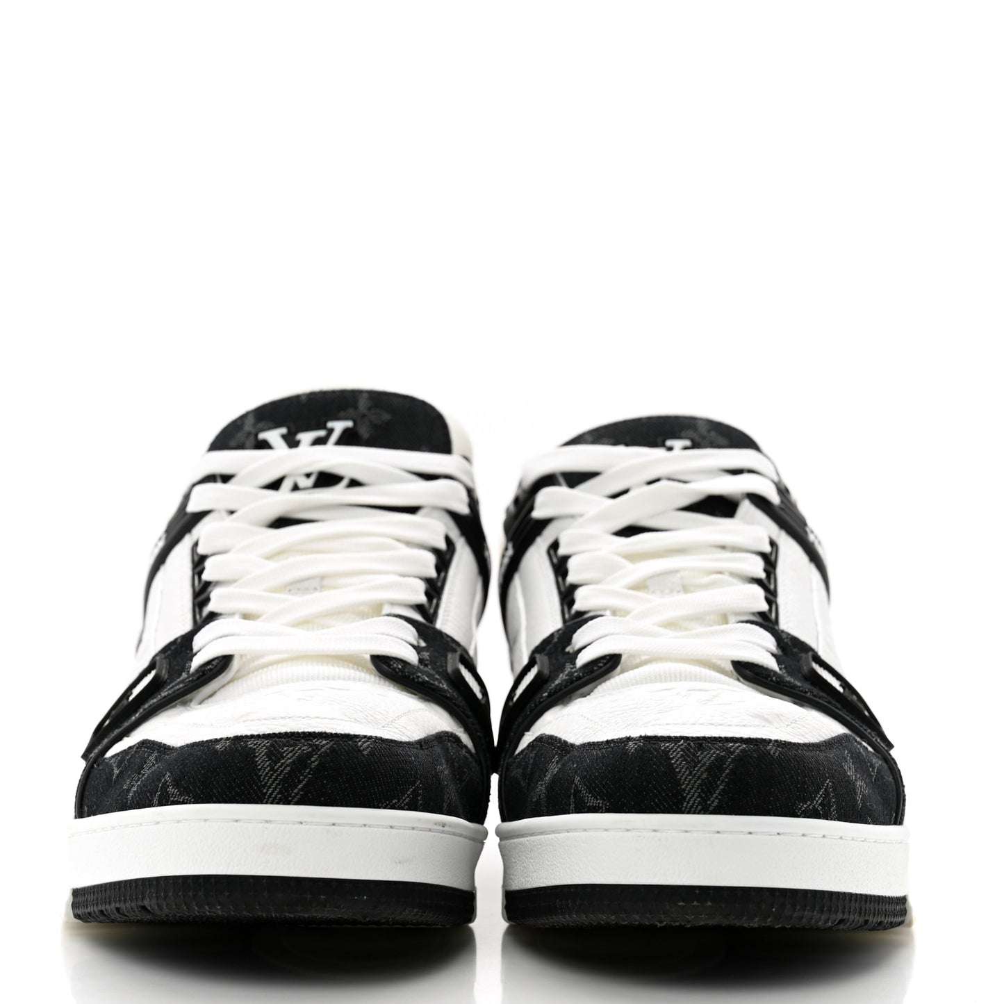 Calfskin Monogram Denim Mens LV Trainer Sneakers 11.5 Black