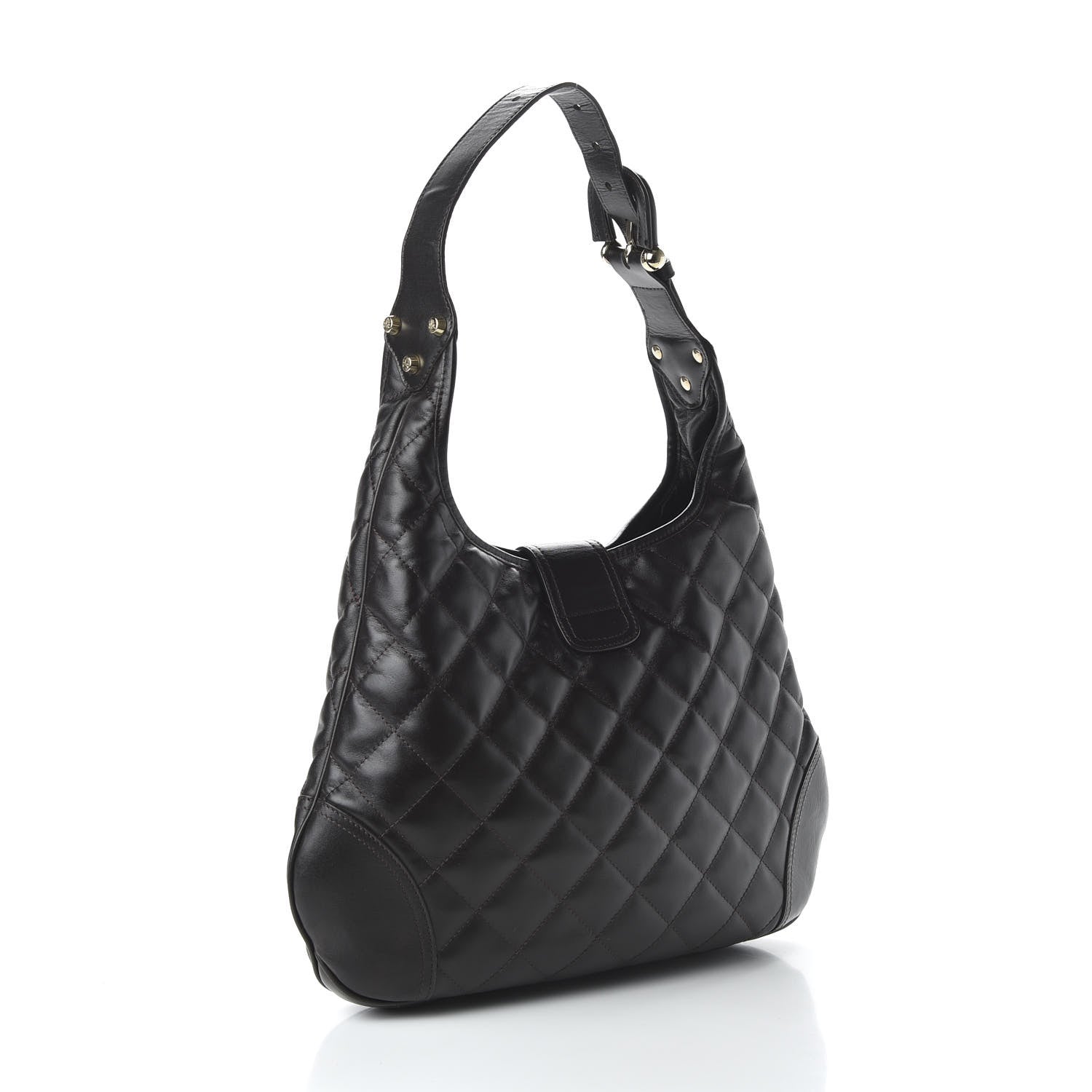 Burberry Calfskin Quilted Brook Hobo Dark Brown 3 of 10