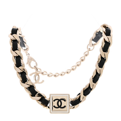 Chanel Metal Lambskin CC Square Choker Gold Black White 3 of 7