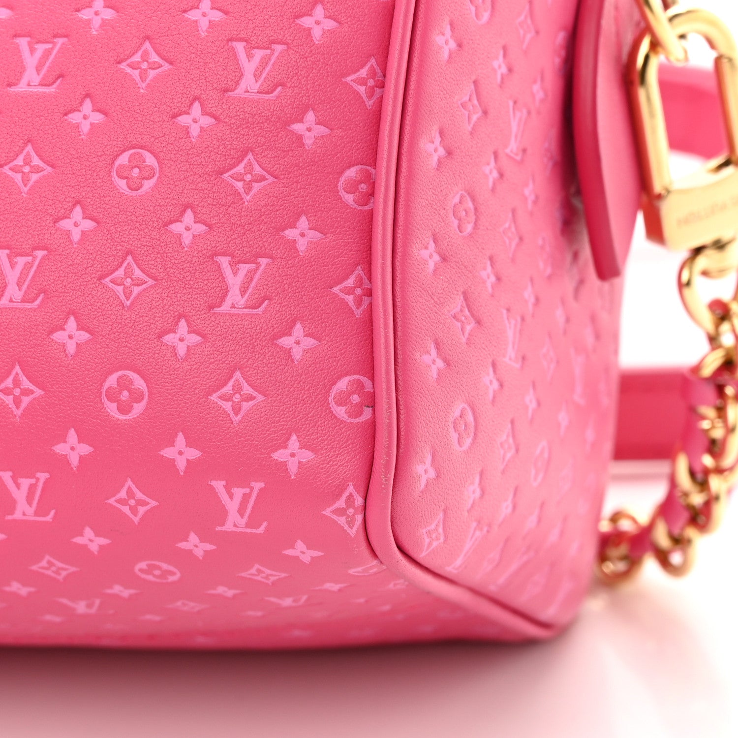 Louis Vuitton Calfskin Nanogram Embossed Speedy Bandouliere 20 Rose 10 of 17
