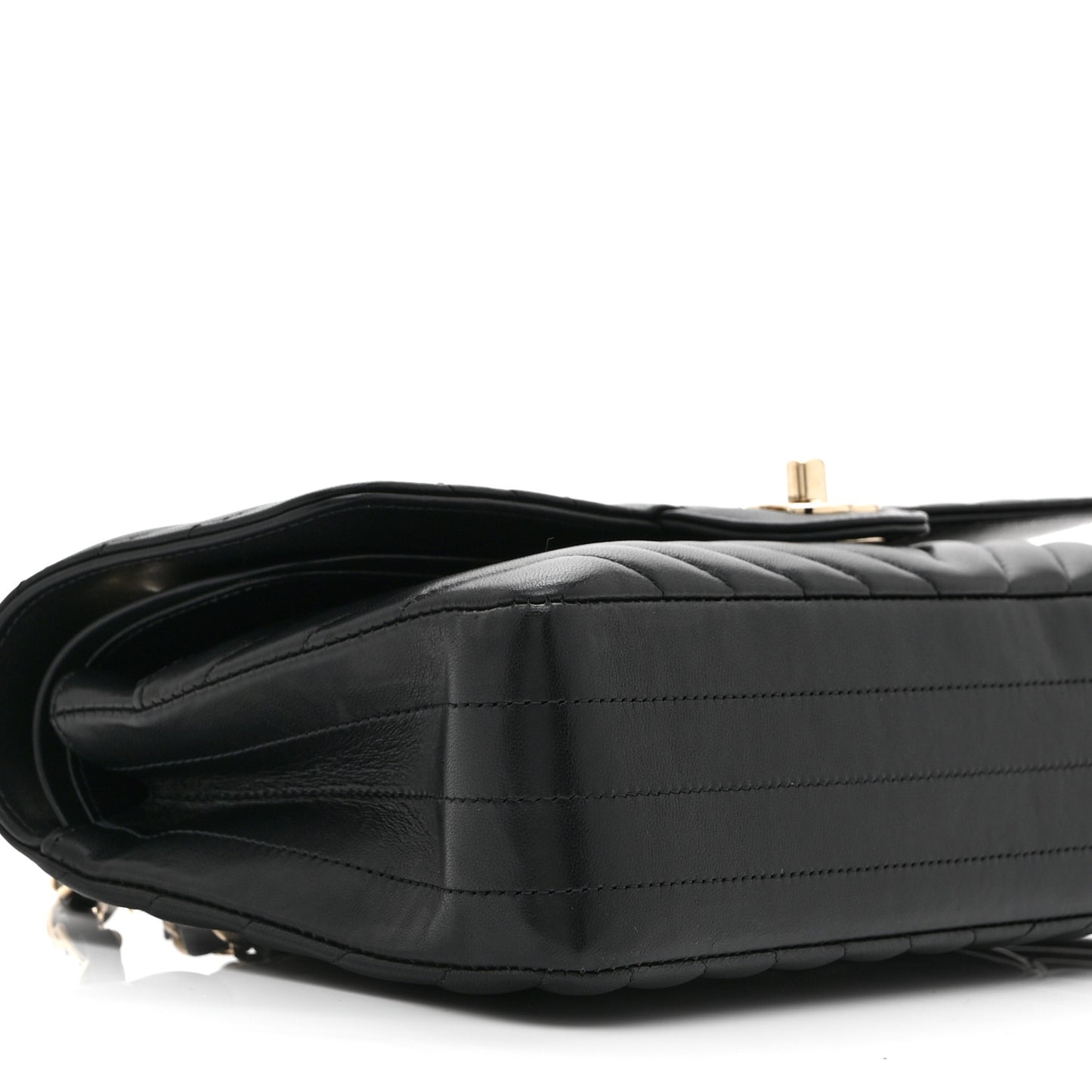 Lambskin Chevron Quilted Medium Double Flap Black