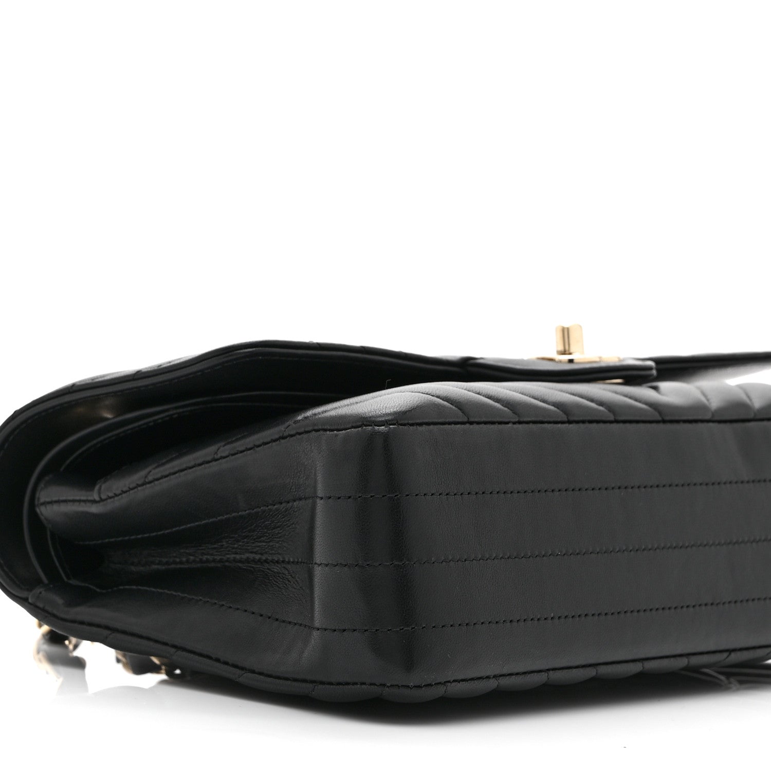 Chanel Lambskin Chevron Quilted Medium Double Flap Black 9 of 10