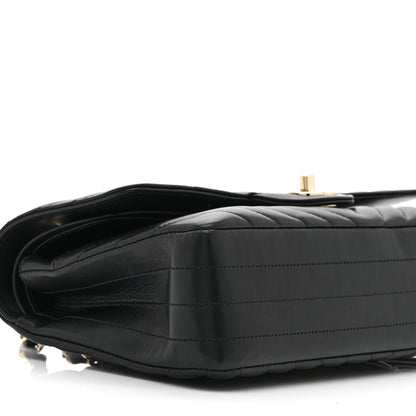 Chanel Lambskin Chevron Quilted Medium Double Flap Black 9 of 10