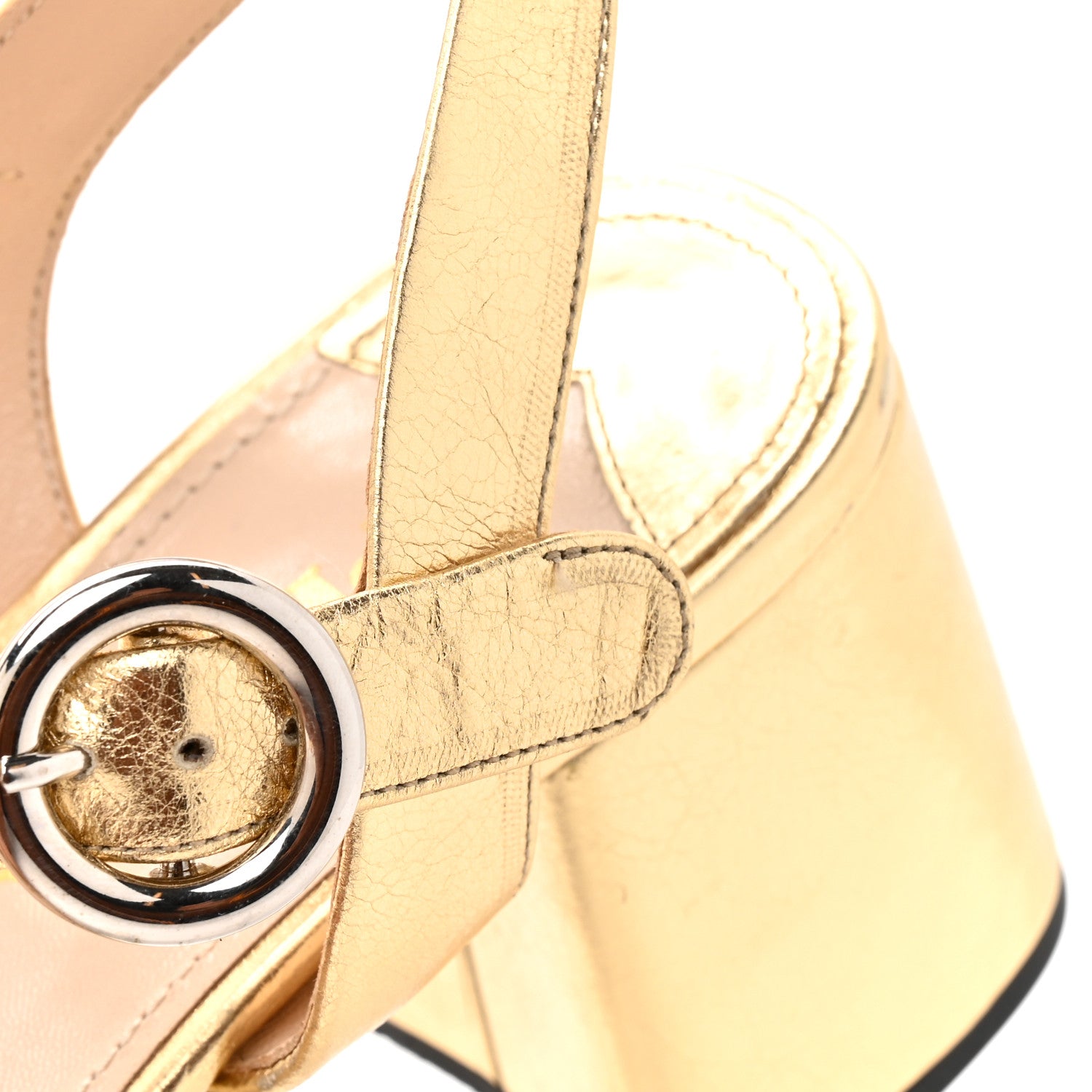 Prada Metallic Calfskin Slingback Pumps 38 Gold 10 of 13