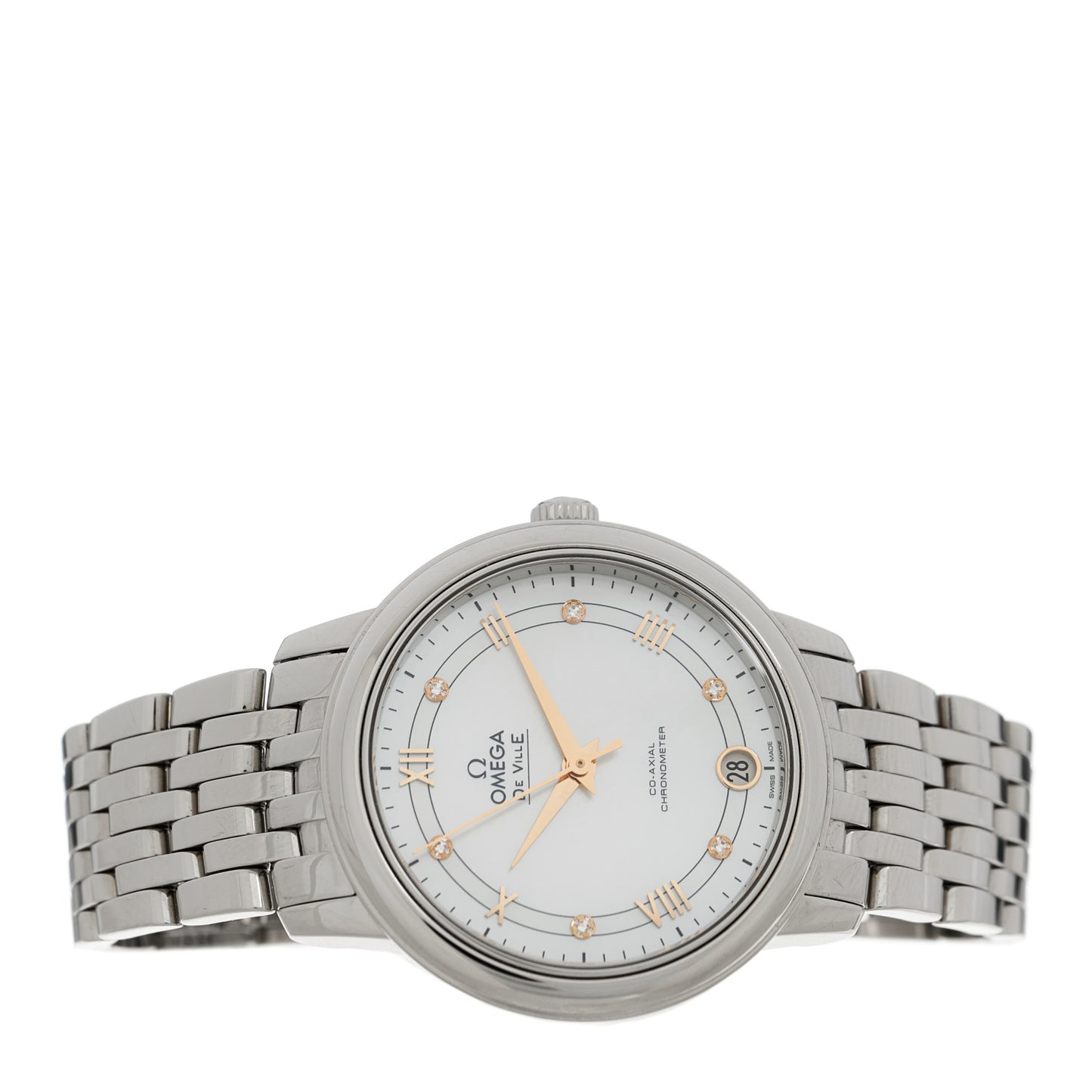 Stainless Steel Diamond Mother of Pearl 33mm De Ville Prestige Automatic Watch 424.10.33.20.55.002