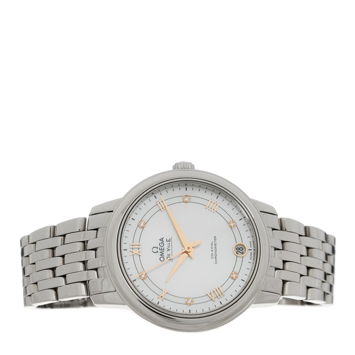 Omega Stainless Steel Diamond Mother of Pearl 33mm De Ville Prestige Automatic Watch 424.10.33.20.55.002 2 of 5