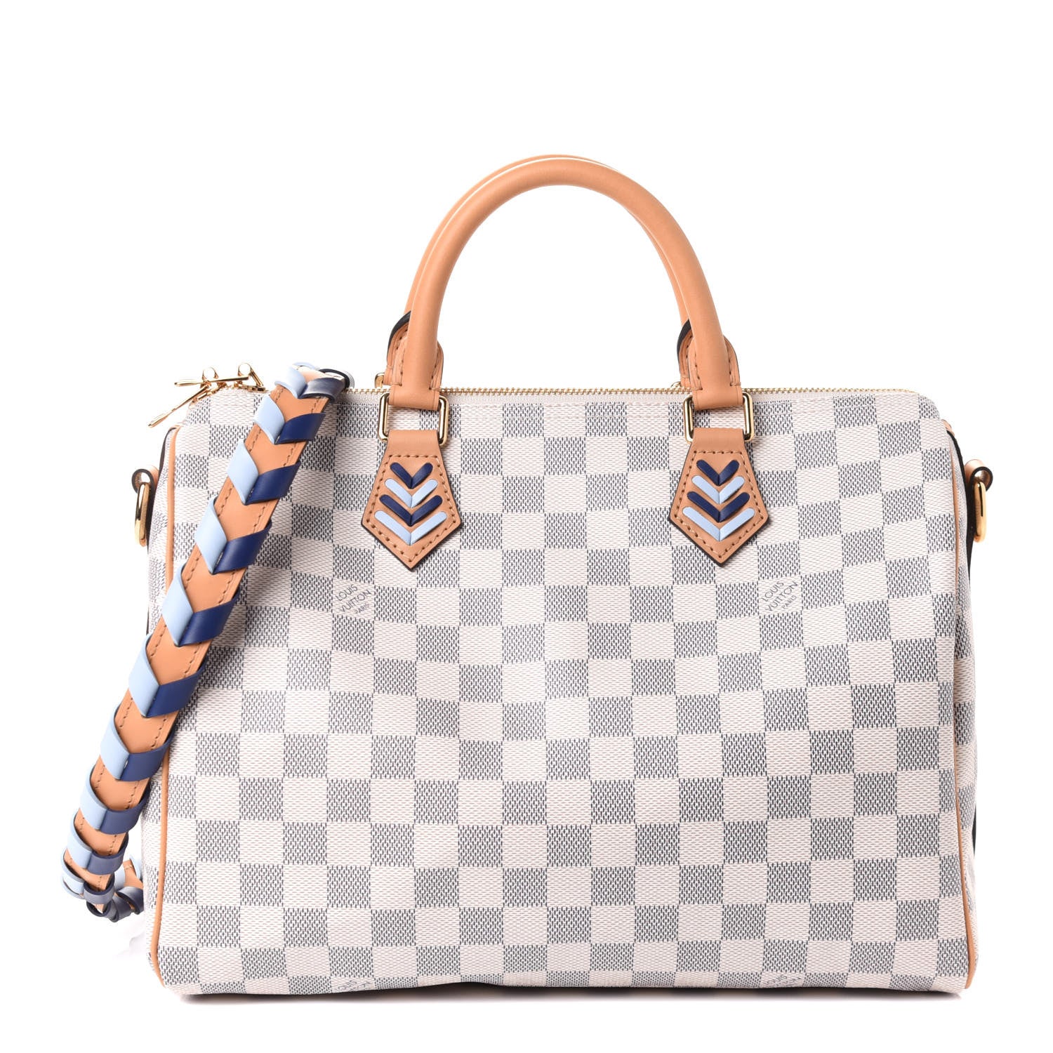 Louis Vuitton Damier Azur Braided Speedy Bandouliere 30 Blue 1 of 4