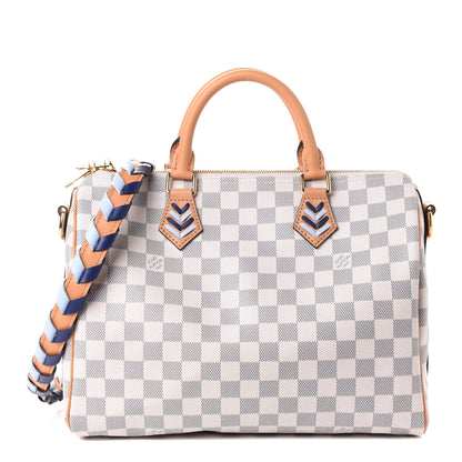 Louis Vuitton Damier Azur Braided Speedy Bandouliere 30 Blue 1 of 4