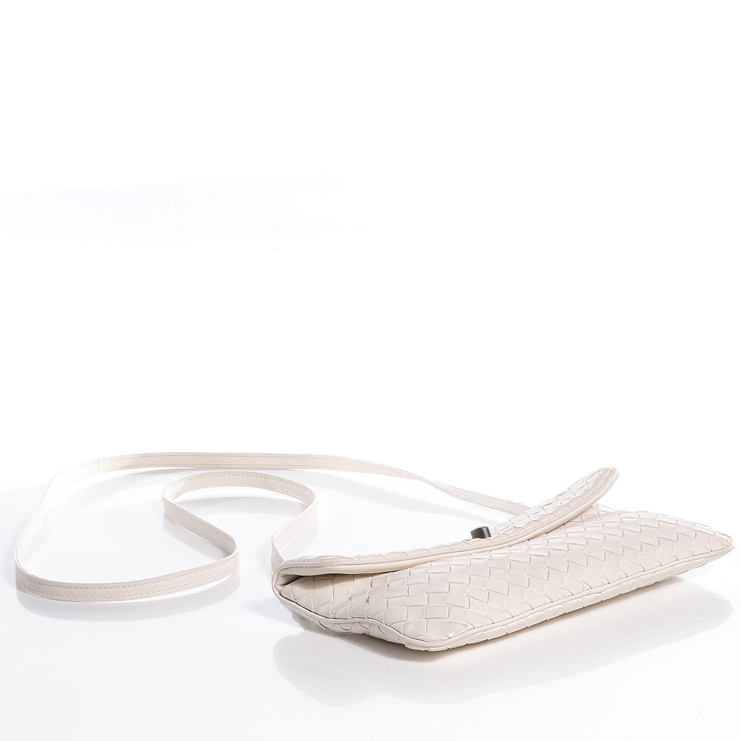 Nappa Intrecciato Mini Flap Crossbody Bag White