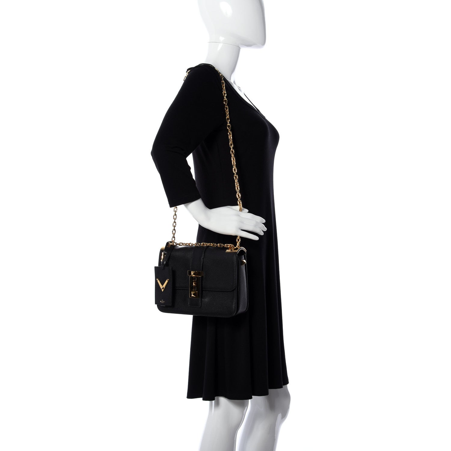 Valentino Garavani Grained Calfskin B-Rockstud Flap Black 2 of 8