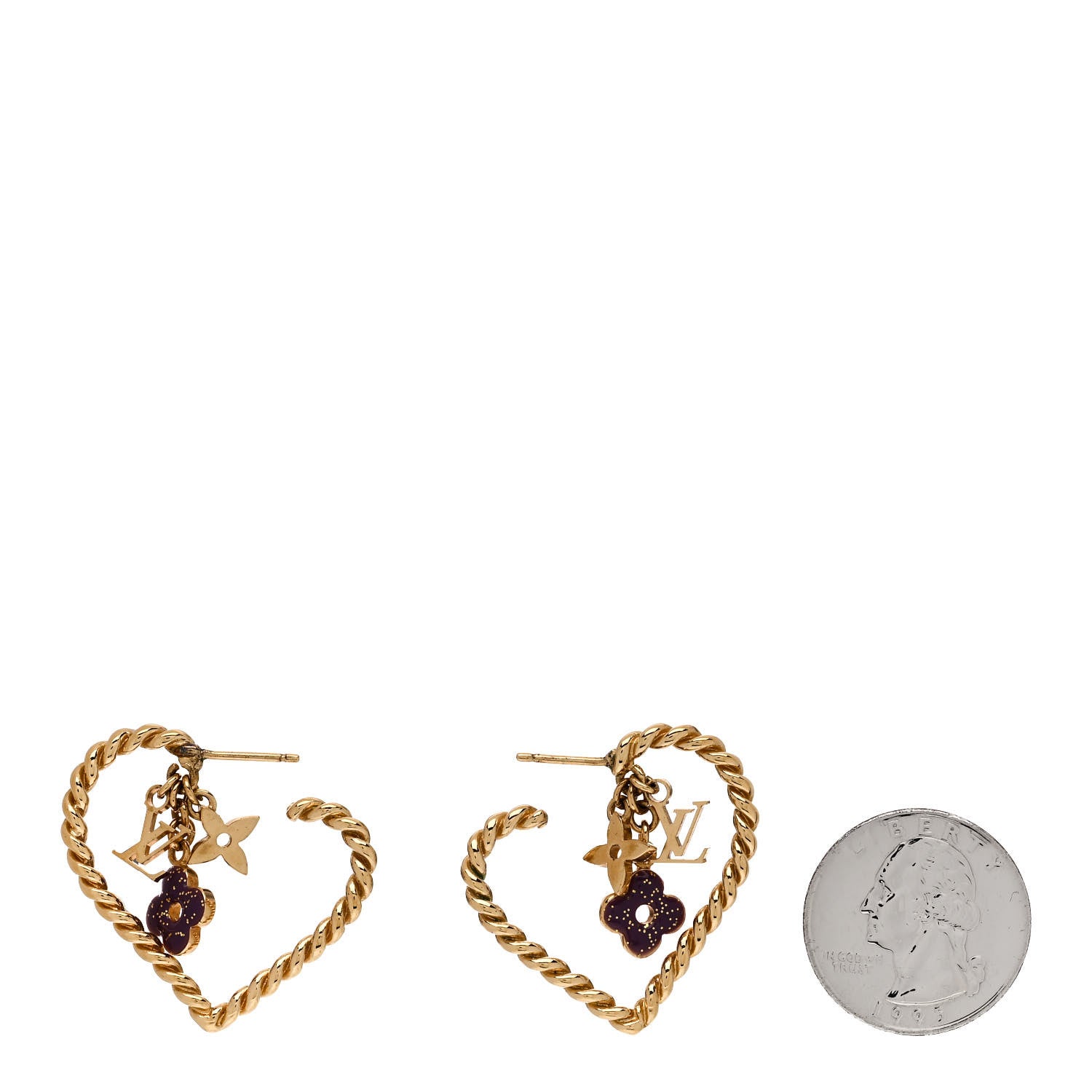 Louis Vuitton Sweet Monogram In My Heart Hoop Earrings Gold 2 of 3