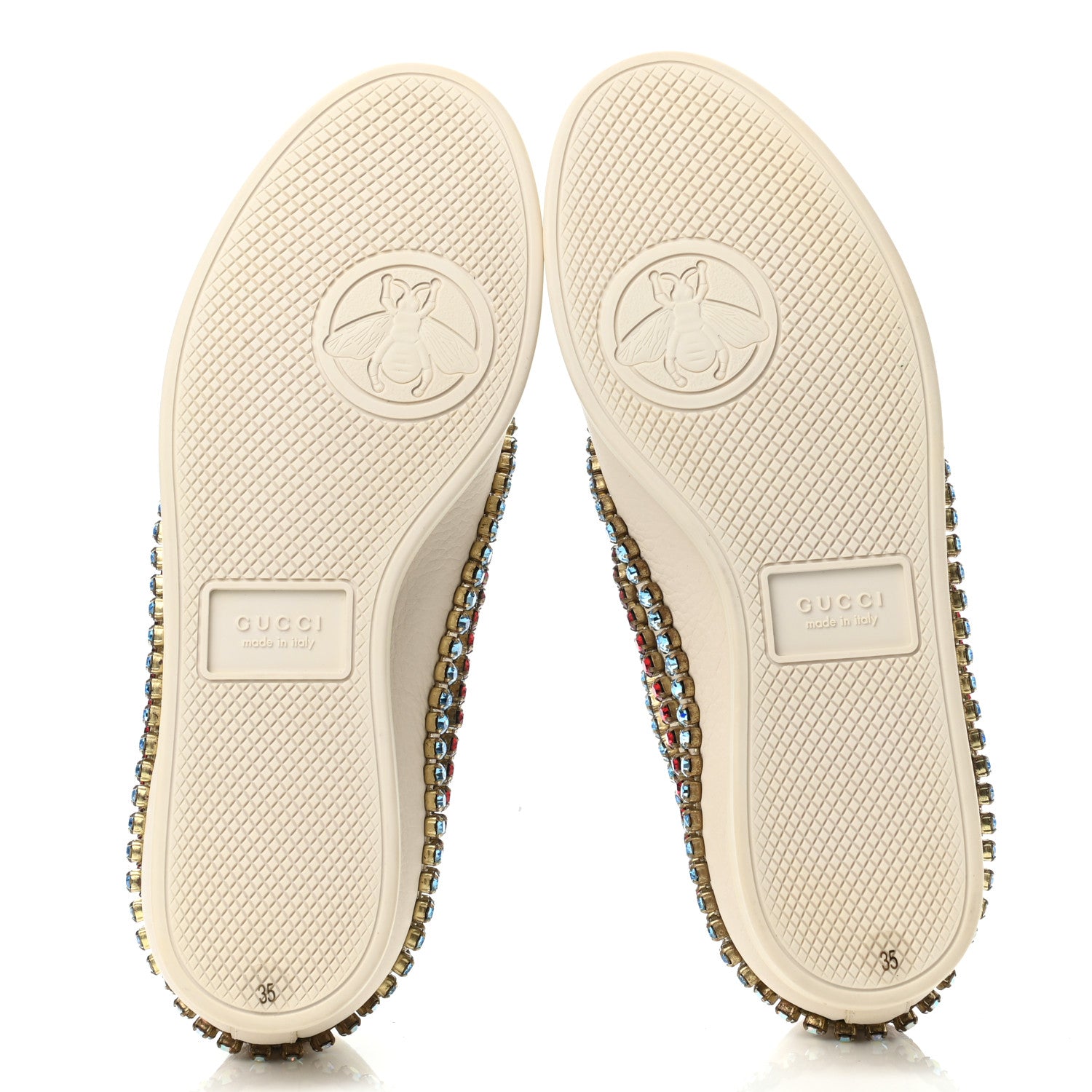 Gucci Calfskin Crystal Womens Falacer Sneakers 35 White 4 of 4