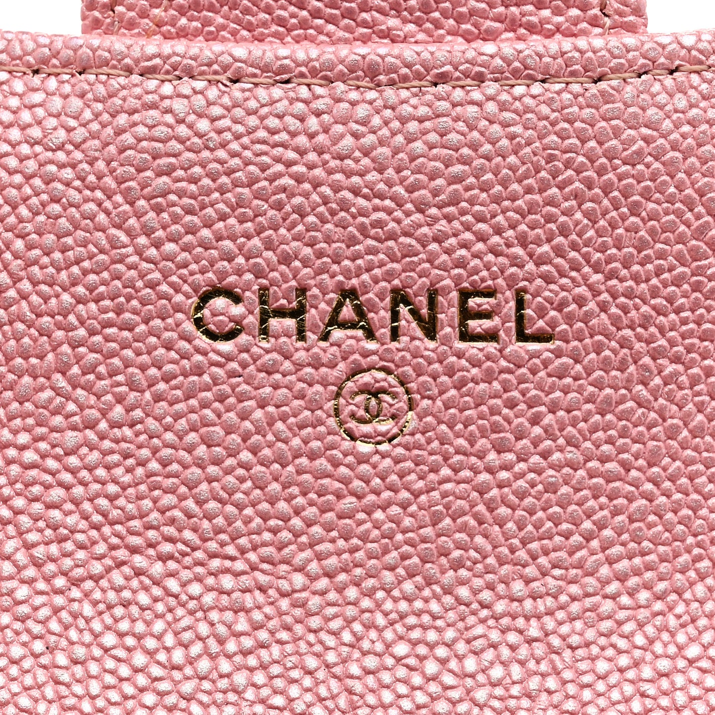 Iridescent Caviar Flap Quilted Card Holder Wallet Pink