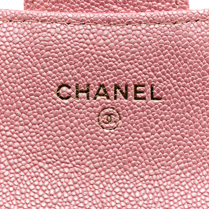 Chanel Iridescent Caviar Flap Quilted Card Holder Wallet Pink 6 of 8