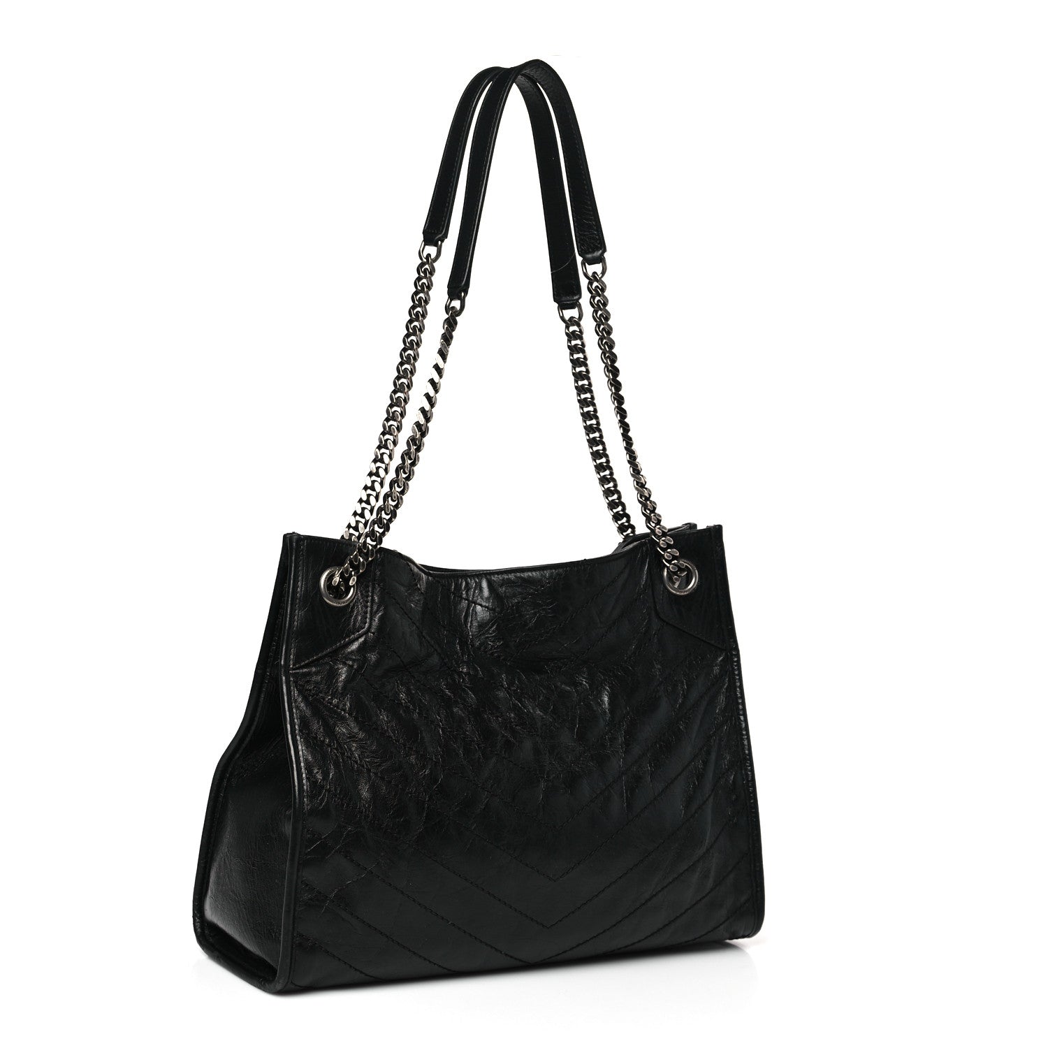 Saint Laurent Crinkled Calfskin Matelasse Monogram Medium Niki Shopper Tote Black 3 of 10