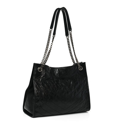 Saint Laurent Crinkled Calfskin Matelasse Monogram Medium Niki Shopper Tote Black 3 of 10
