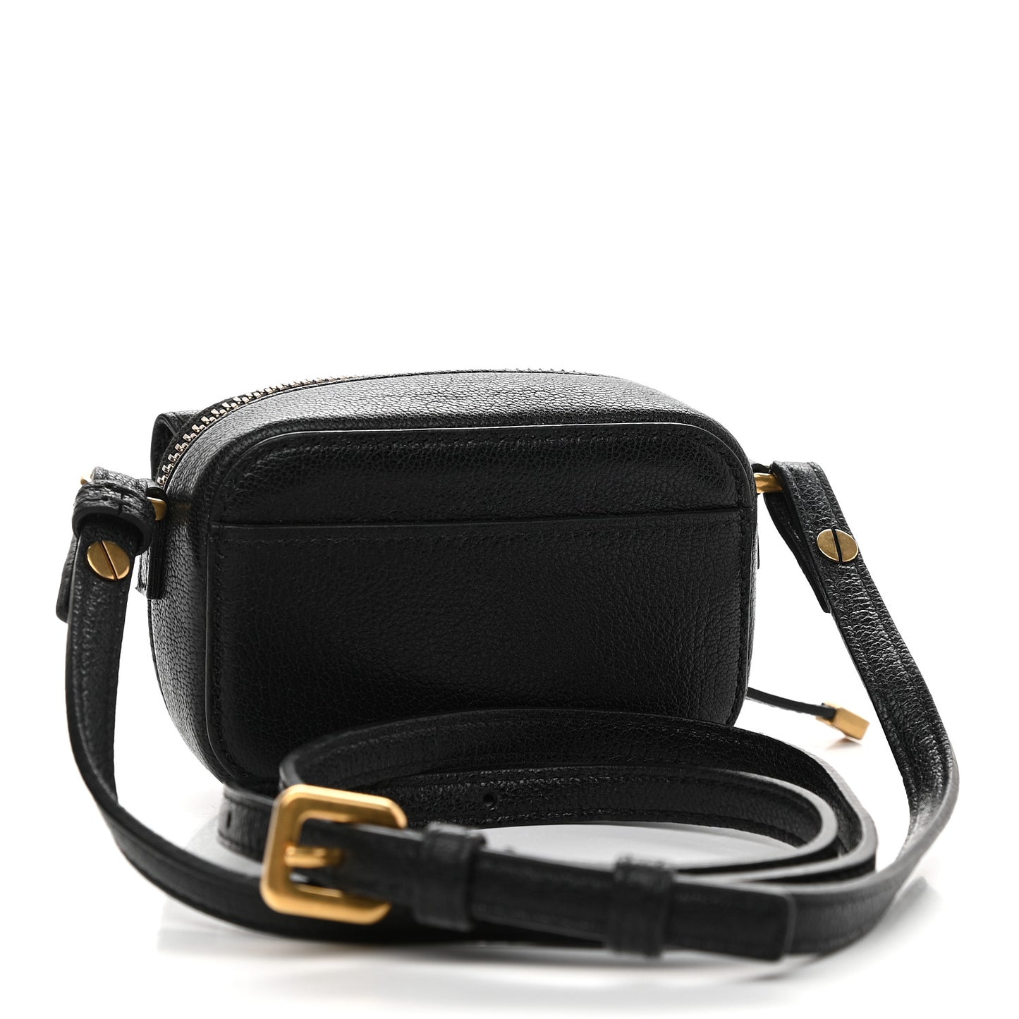 Goatskin Mini Saddle Shoulder Strap Pouch Black