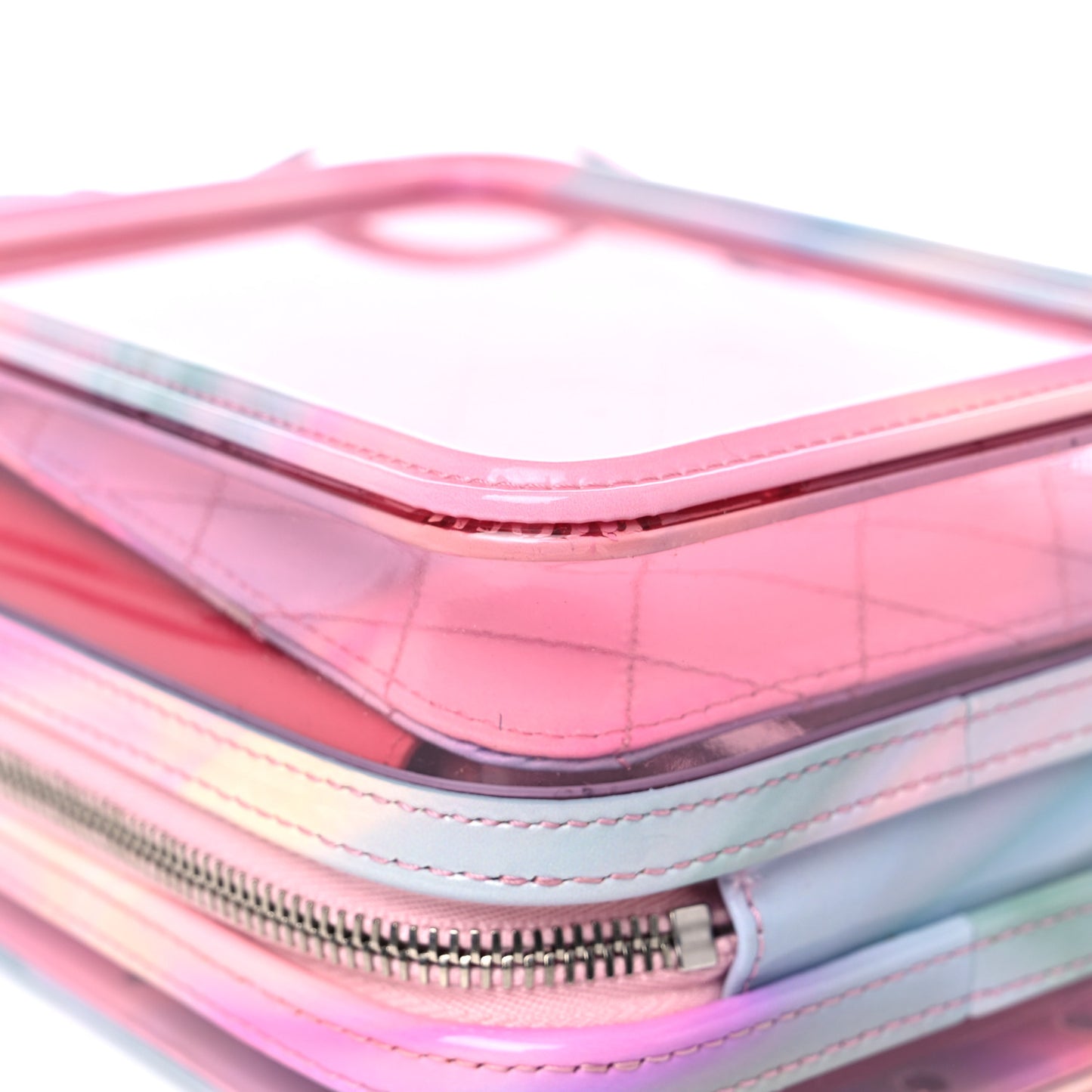 PVC Patent Calfskin Patent Lambskin Vertical Vanity Case Pink