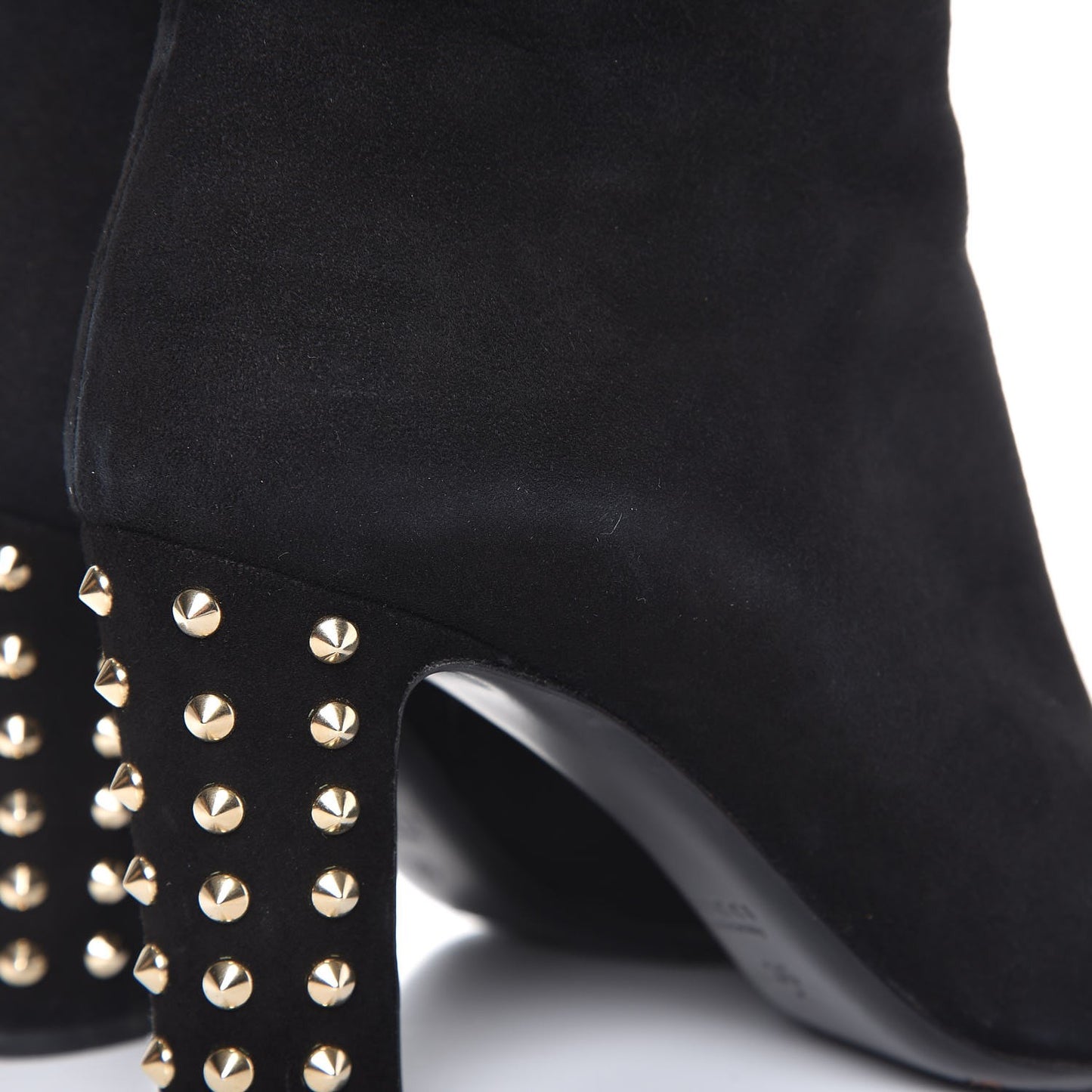 Suede Studded Melville Heel Ankle Booties 36 Black