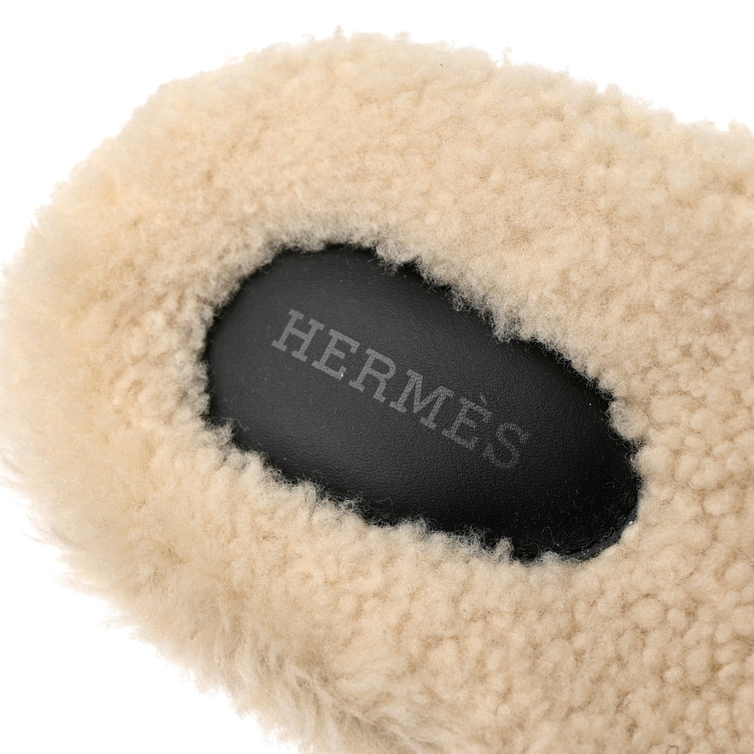 Hermes Veau Indios Woolskin Mens Chypre Sandals 38 Black Ecru 7 of 10