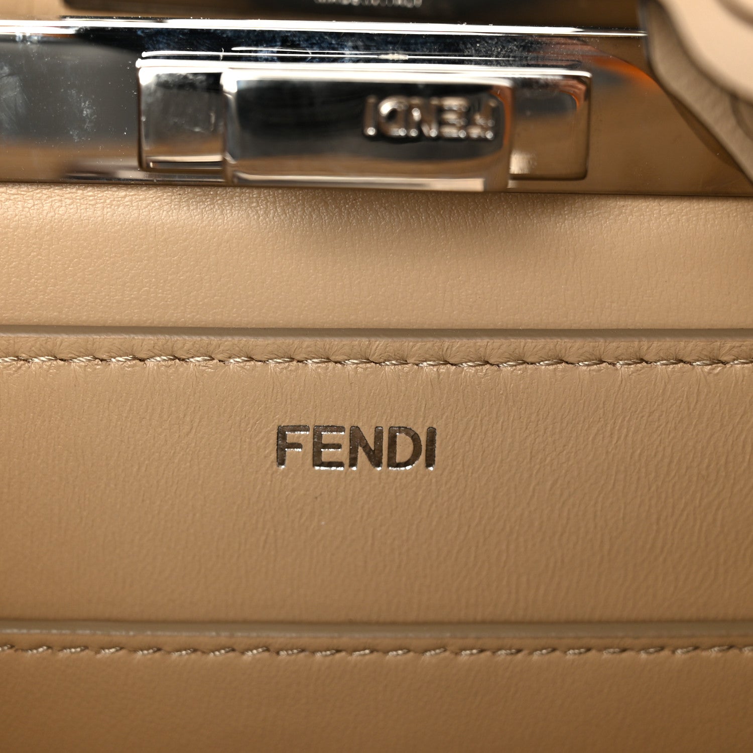 Fendi Shiny Calfskin Flower Medium Peekaboo I SEE U Satchel Beige Amido 6 of 11
