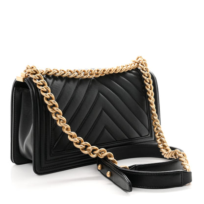 Chanel Calfskin Chevron Quilted Medium Boy Flap Black 2 of 9