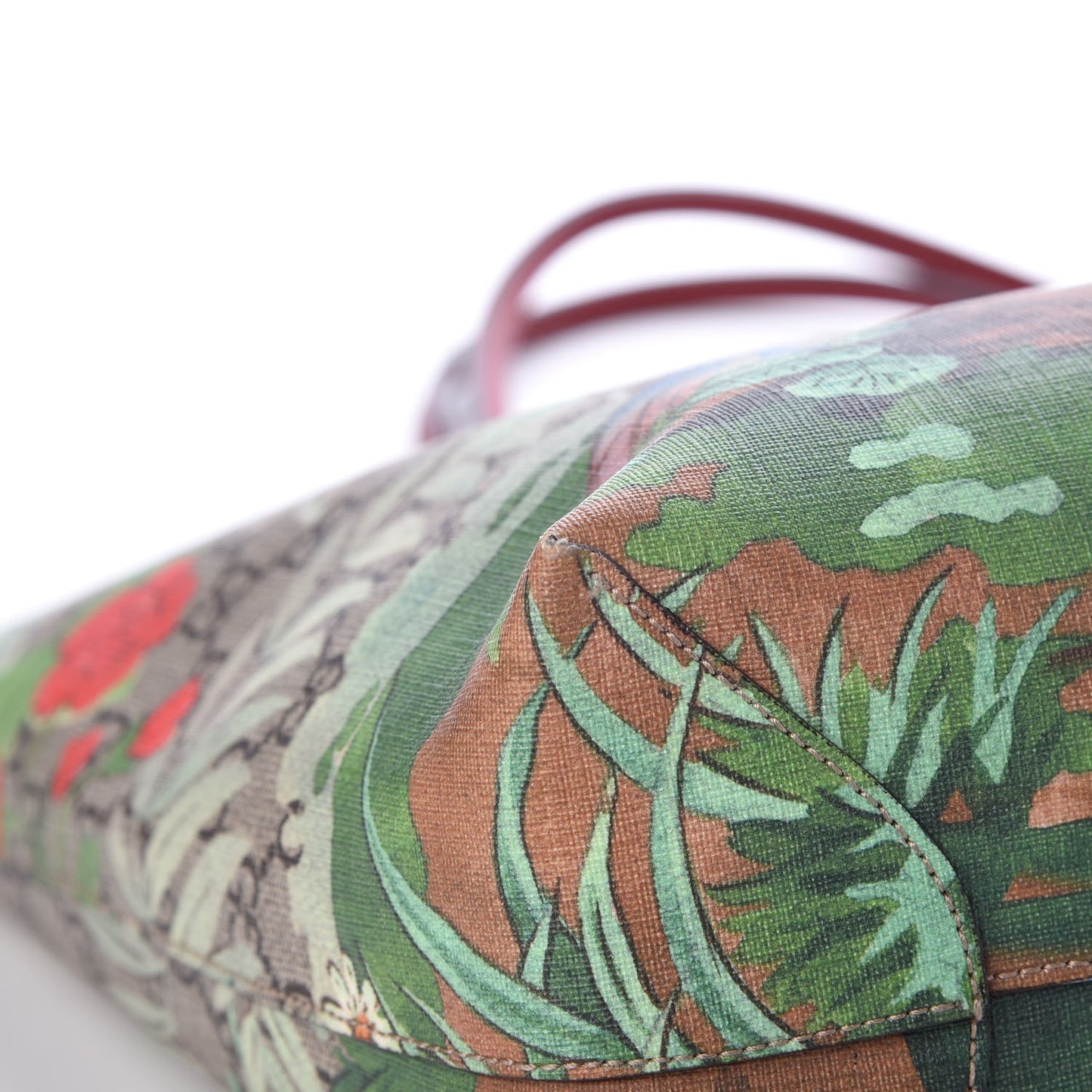 GG Supreme Monogram Tian Medium Shopping Tote Beige Multicolor Red