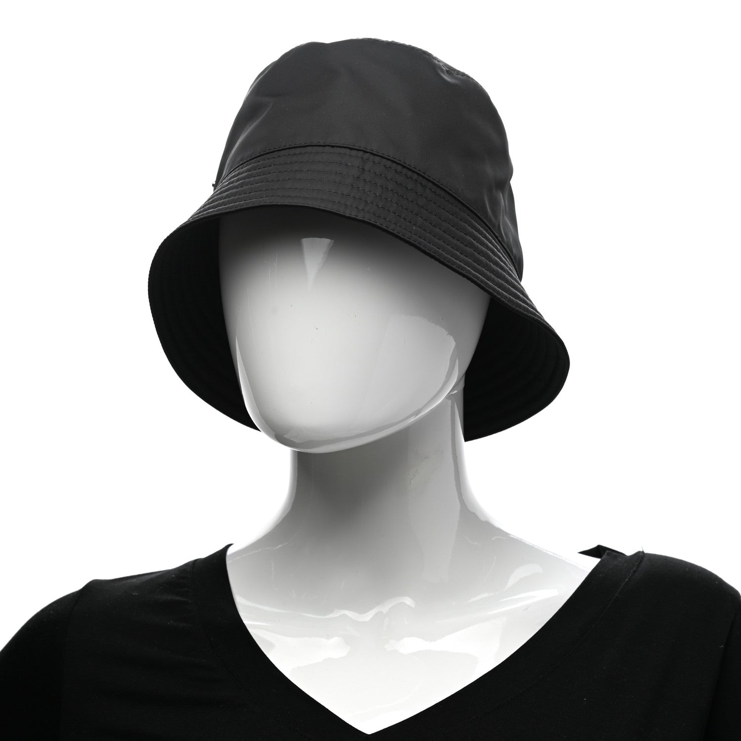Prada Re-Nylon Metal Triangle Logo Womens Bucket Hat M Black 2 of 8