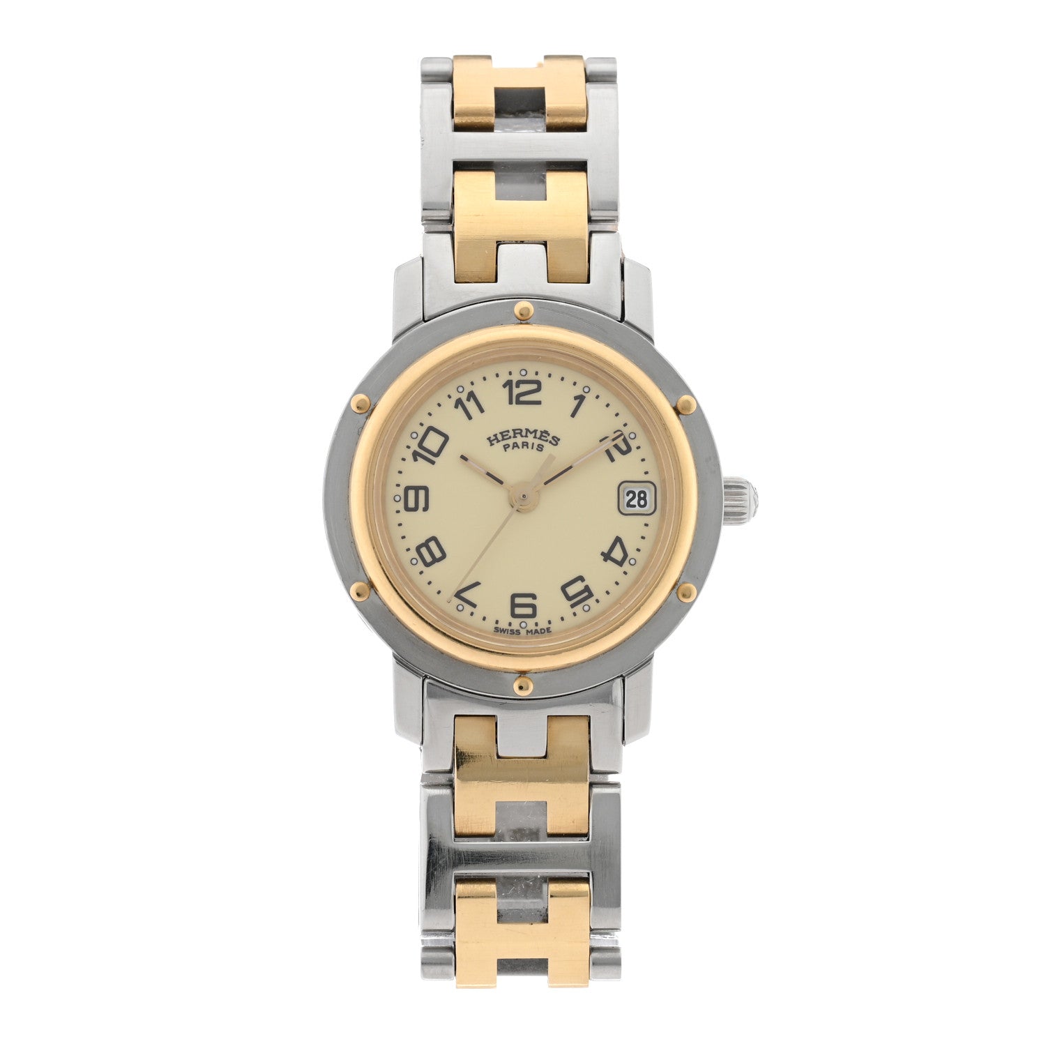 Hermes Stainless Steel 24mm Clipper Quartz Watch Gold 1 of 4
