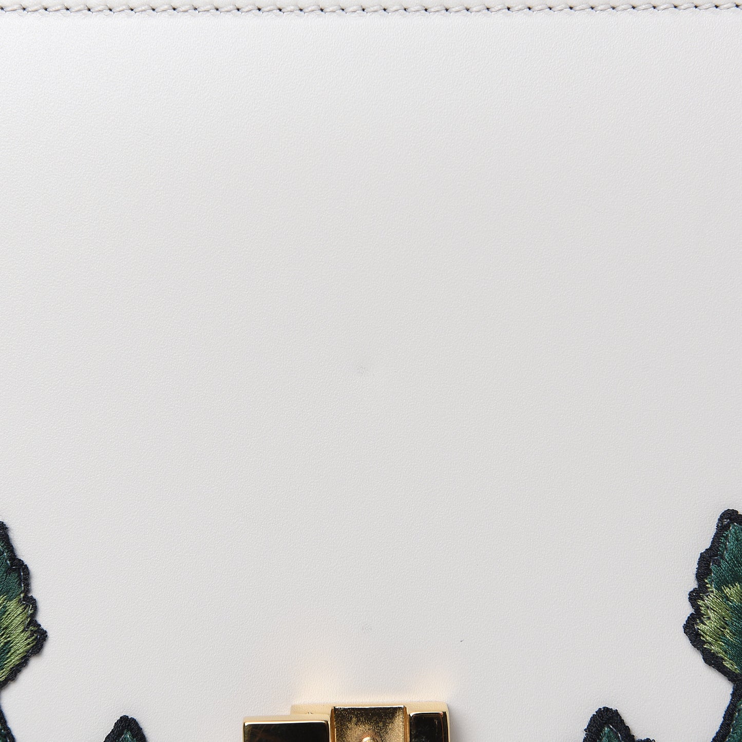 Calfskin Embroidered Small Sylvie Shoulder Bag White