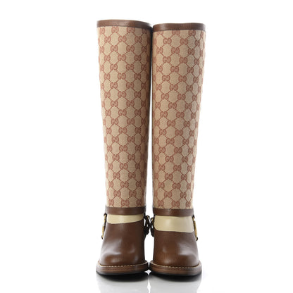 Gucci GG Monogram Calfskin Lola Tall Boots 35.5 Beige Ruggine 2 of 10