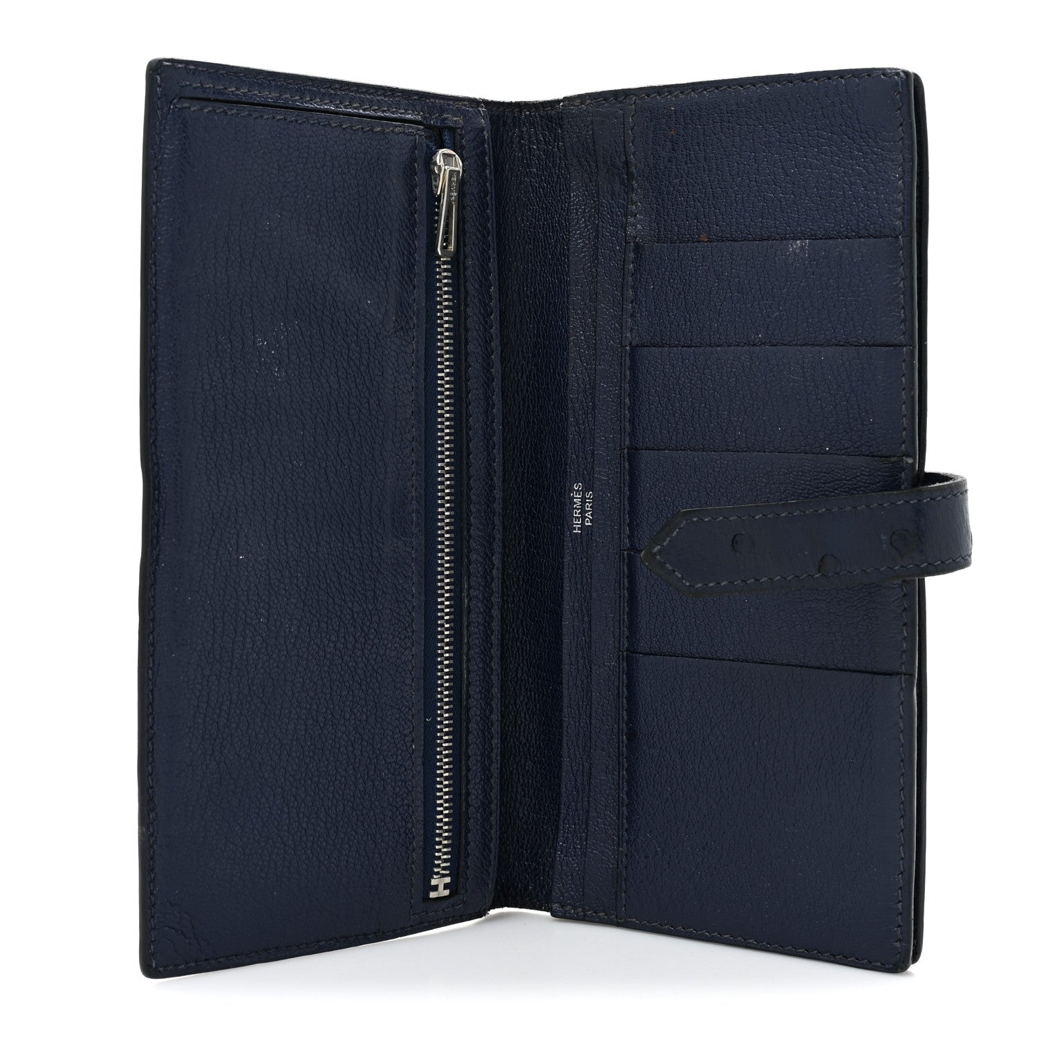 Hermes Ostrich Bearn Wallet Bleu Iris 5 of 17