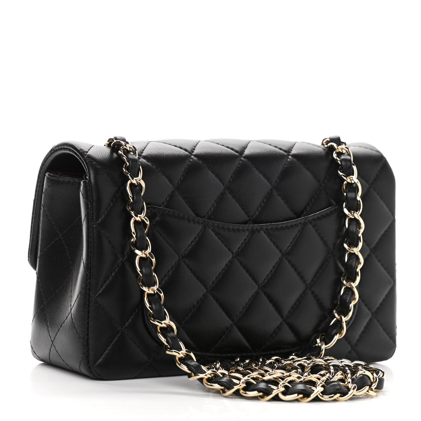 Lambskin Quilted Mini Rectangular Flap Black
