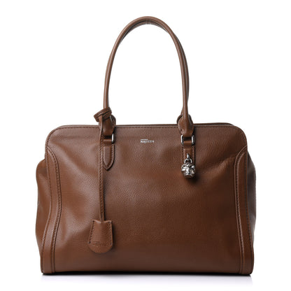 Alexander McQueen Pebbled Calfskin Large Skull Padlock Zip Around Tote Cuoio 1 of 13