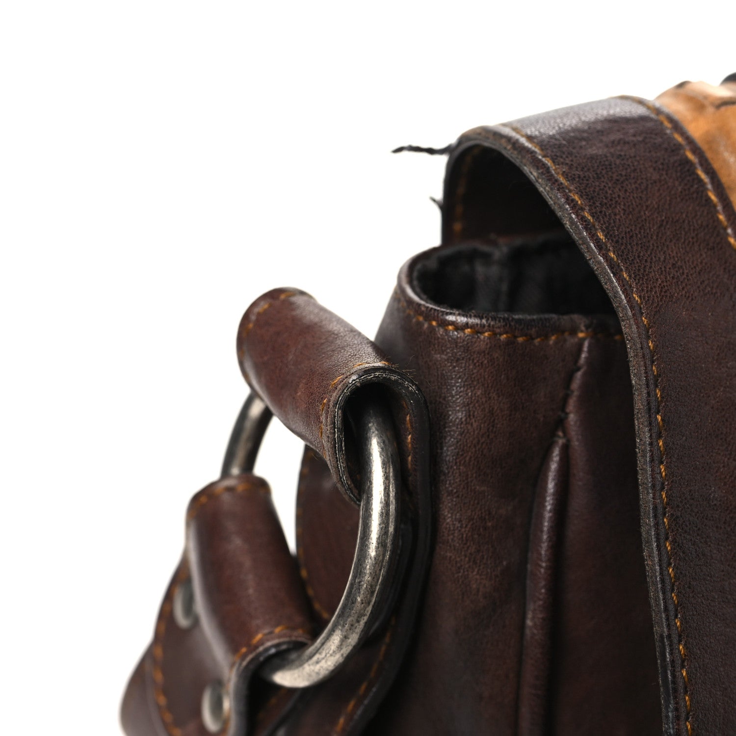 Christian Dior Calfskin Large Gaucho Double Saddle Bag Brown 12 of 14